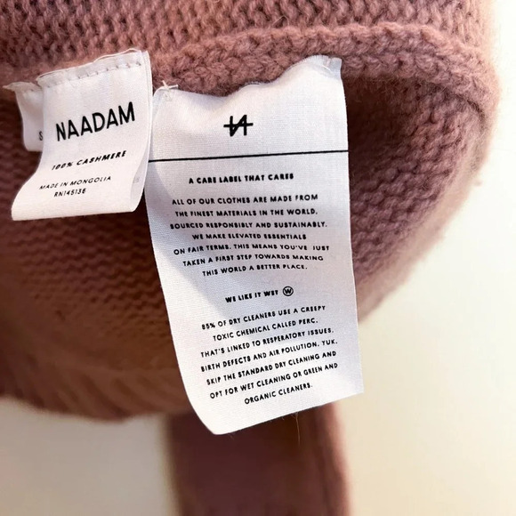 NAADAM 100% Cashmere Pink Cutout Shoulder Designer Knit Pullover Sweater S - Picture 6 of 9